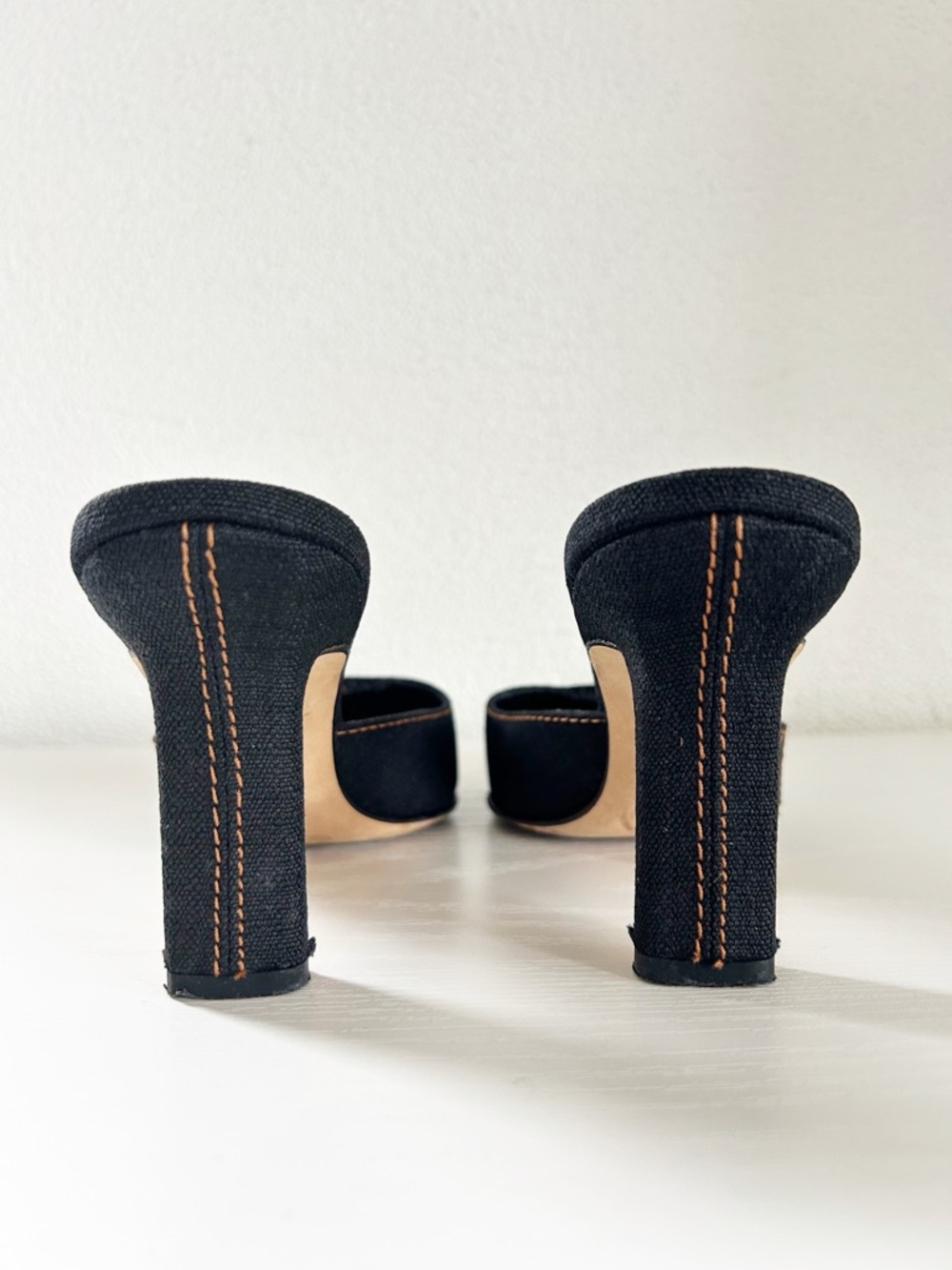 Chanel Vintage Dark Denim Turnlock Quilted Mule Heels Size EU 38.5 - Picture 9 of 13